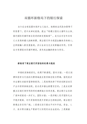 双循环新格局下的银行探索.docx