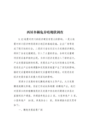 关于西屏乡獭兔养殖现状的调查.docx