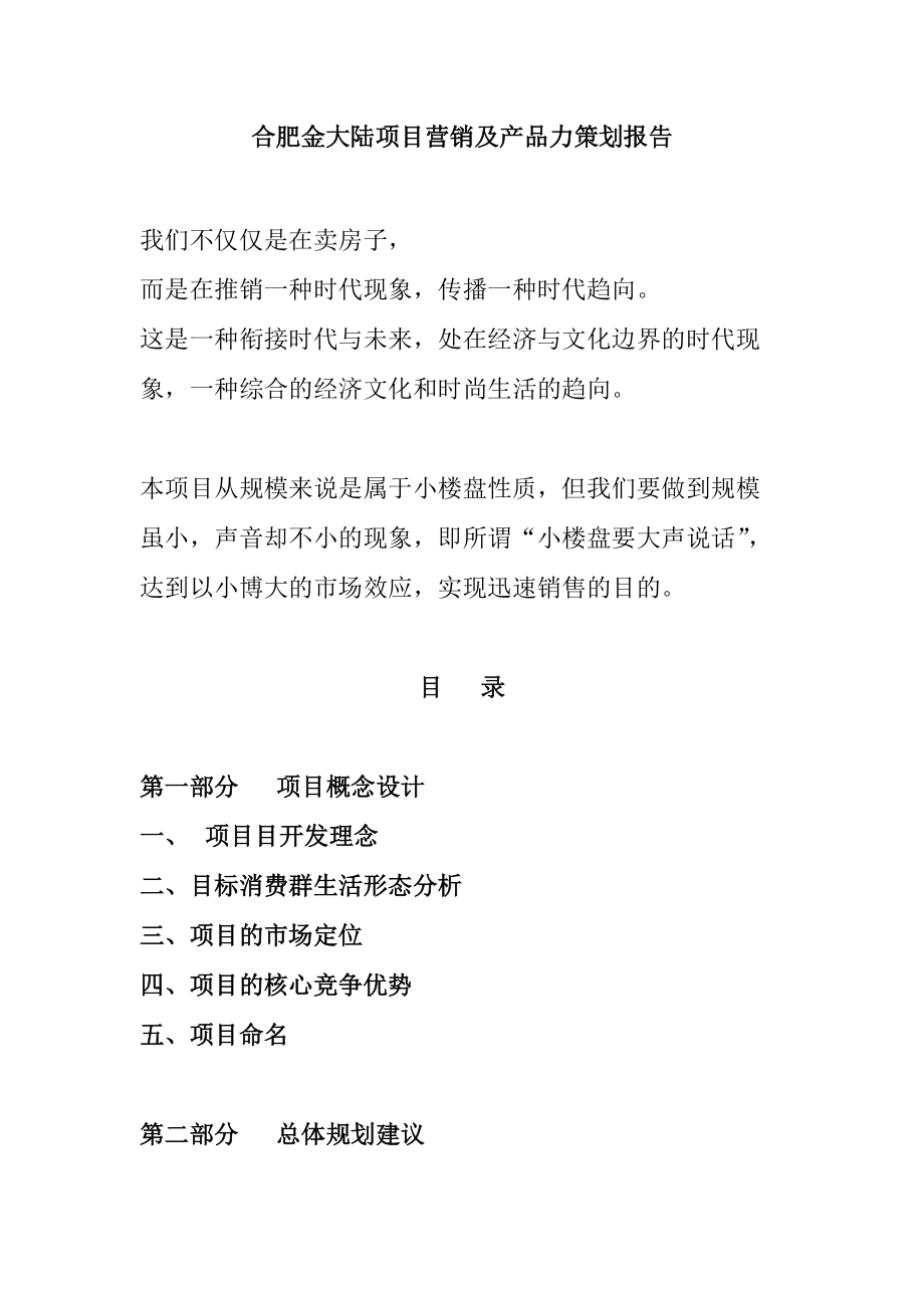 合肥某项目营销及产品策划报告.docx_第1页