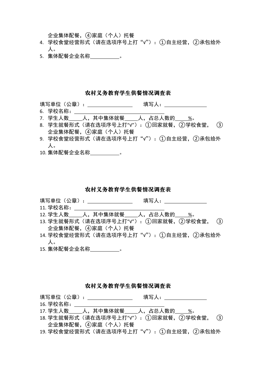 农村义务教育学生供餐情况调查表汇编.docx_第3页