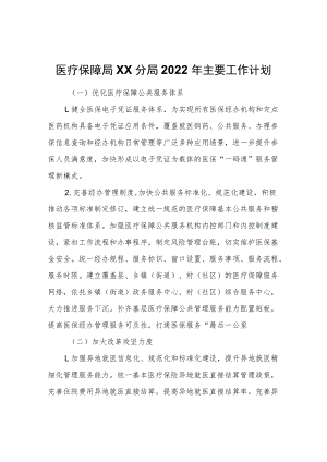 医疗保障局XX分局2022年主要工作计划.docx