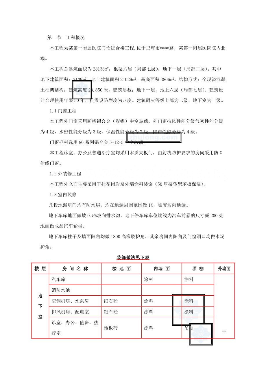 某医院综合楼装饰装修施工方案_secret.docx_第1页