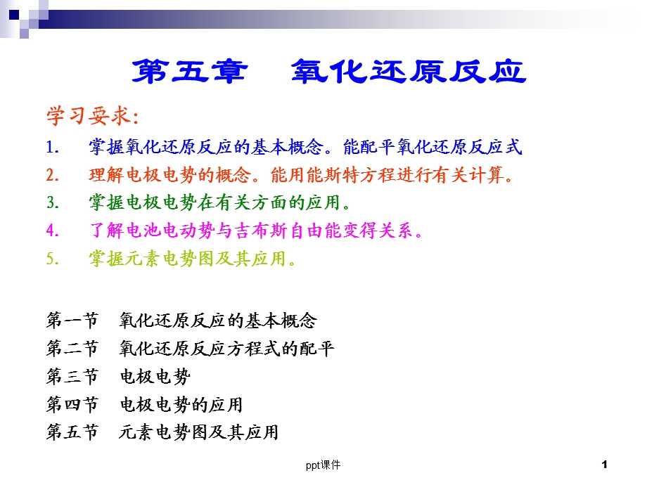 第五章 氧化还原反应课件.ppt_第1页