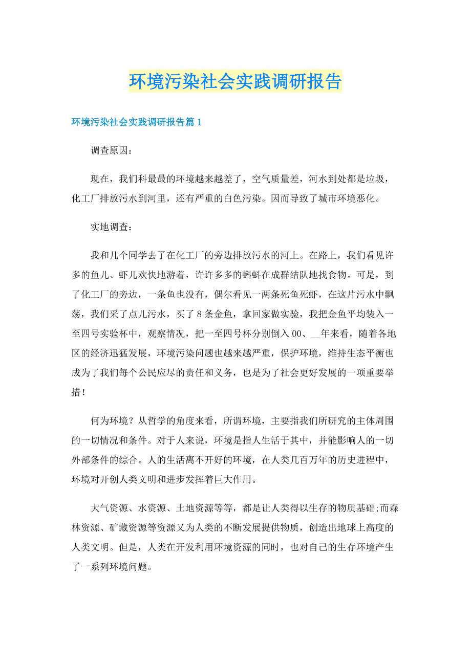 环境污染社会实践调研报告.doc_第1页