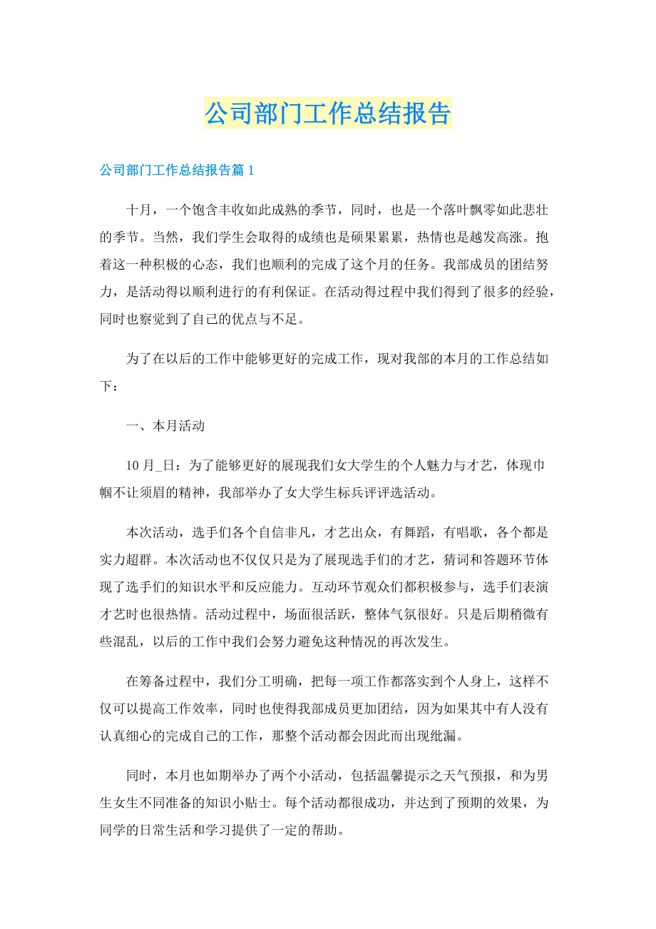 公司部门工作总结报告.doc_第1页