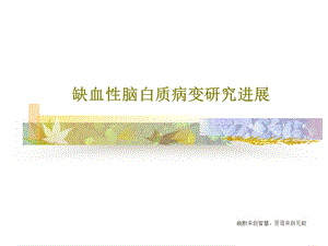 缺血性脑白质病变研究进展课件.ppt