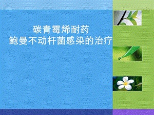 碳青霉烯耐药鲍曼不动杆菌感染的治疗课件.ppt