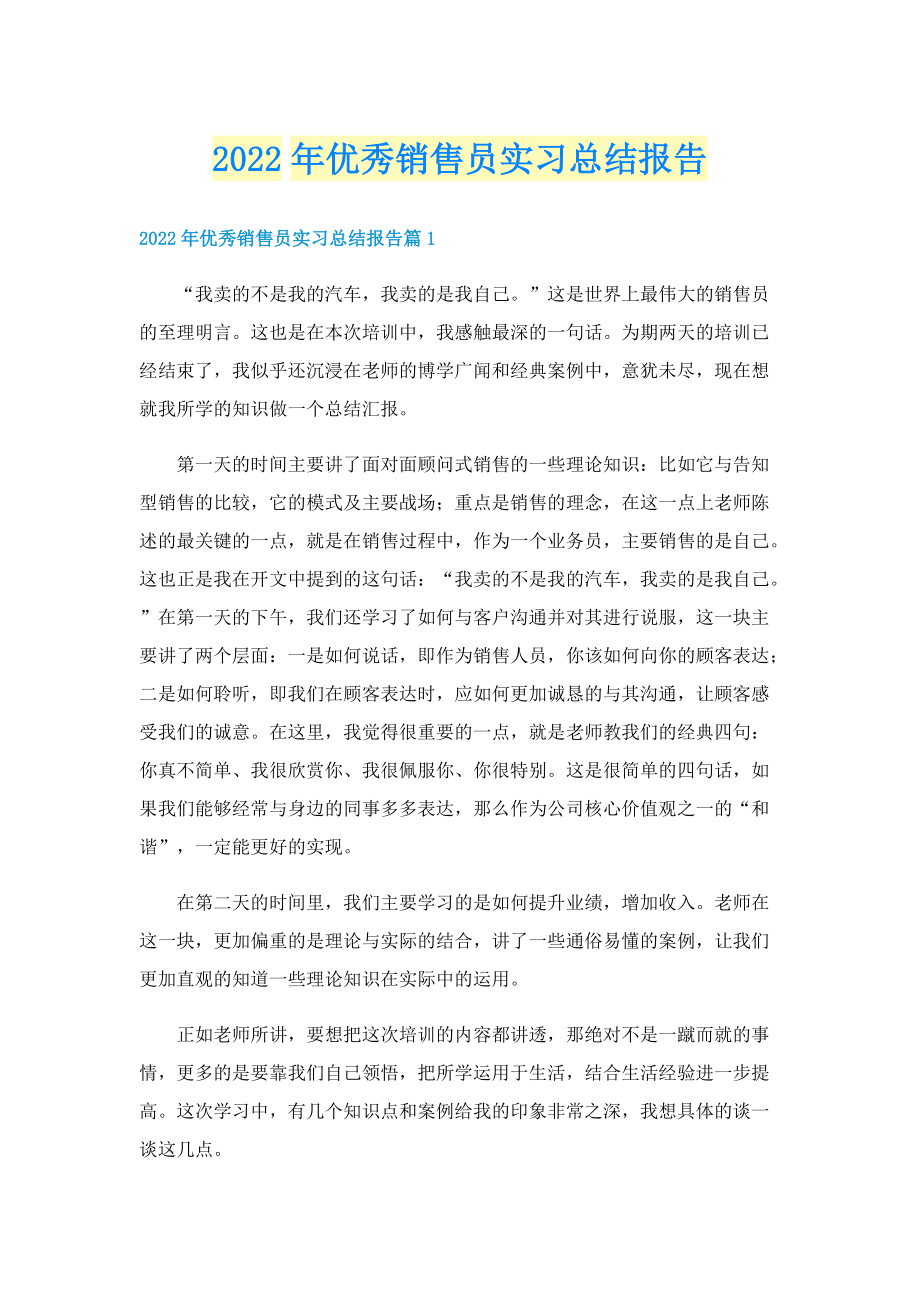 2022年优秀销售员实习总结报告.doc_第1页