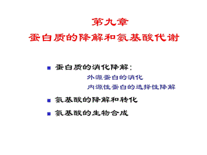 第九章蛋白质的酶促降解和氨基酸代谢课件.ppt