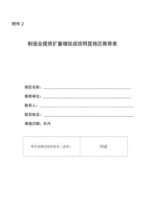 安徽制造业提质扩量增效成效明显地区推荐表、申报书.docx