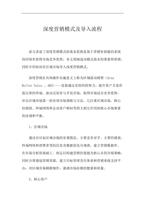 深度营销模式及导入流程探讨.docx