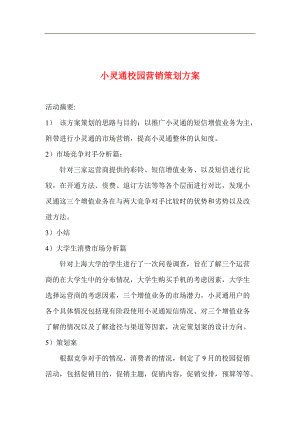 通讯行业小灵通校园营销策划方案.docx