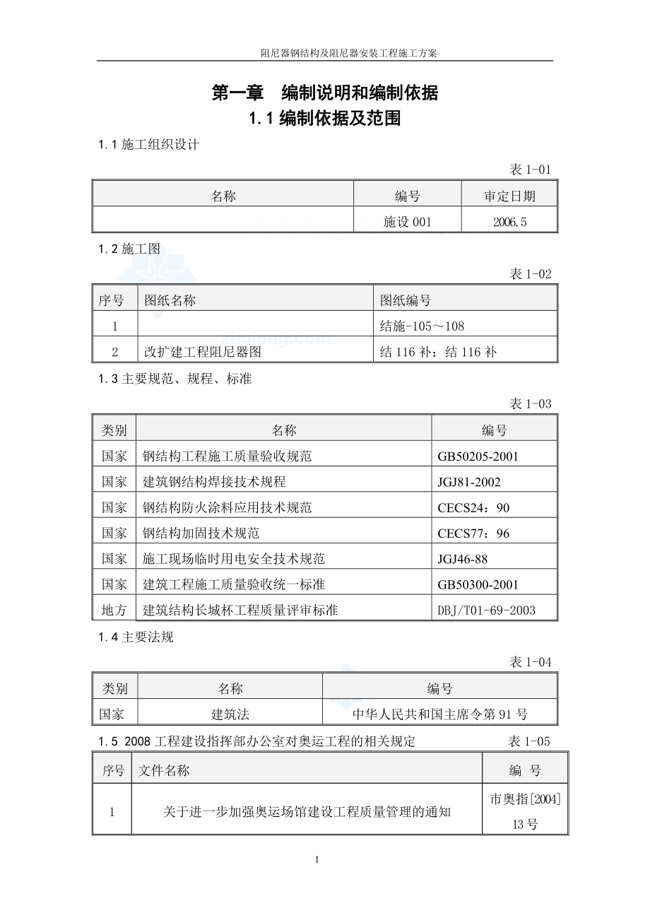 阻尼器钢结构及阻尼器安装施工方案.docx_第1页