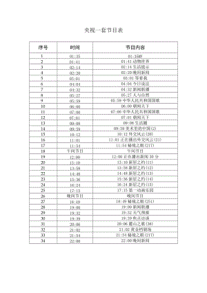 央视一套节目表.docx