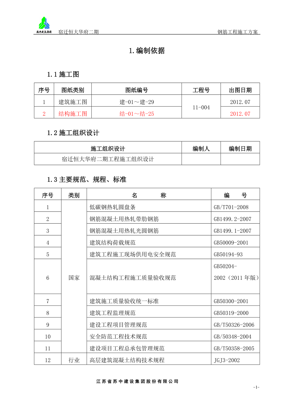 钢筋工程施工方案.docx_第1页