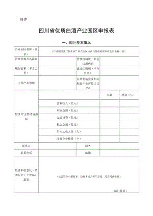 四川省优质白酒产业园区申报表.docx