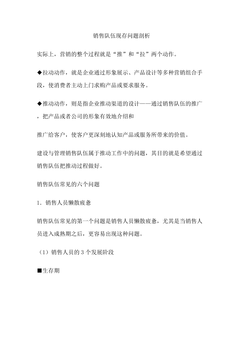 销售队伍现存问题剖析.docx_第1页