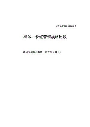 清华大学博士胡佐浩海尔长虹营销战略比较.docx