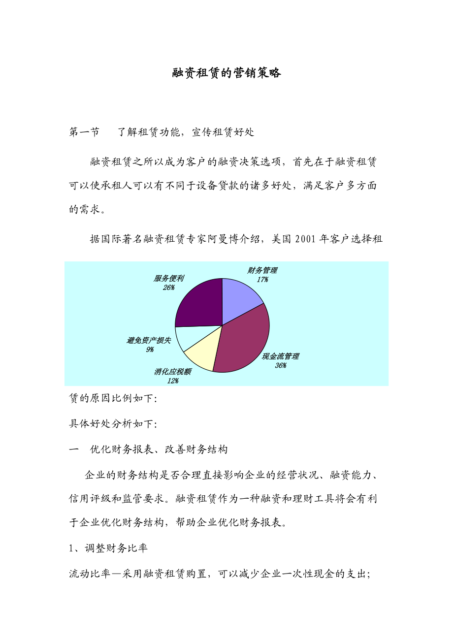 融资租赁的营销策略.docx_第1页