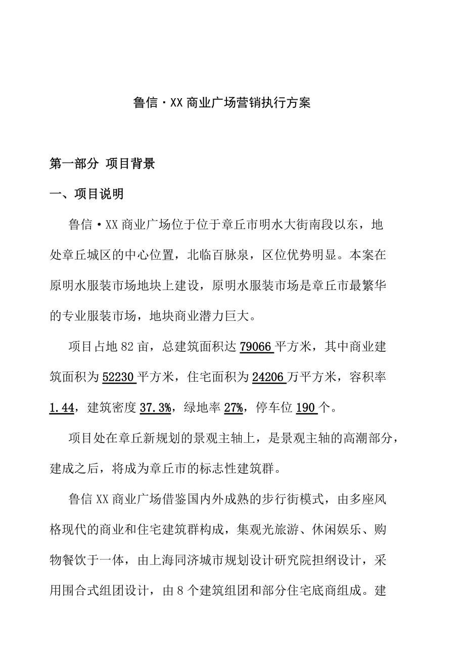 章丘市鲁信XX商业广场营销执行方案（DOC 19）.docx_第1页