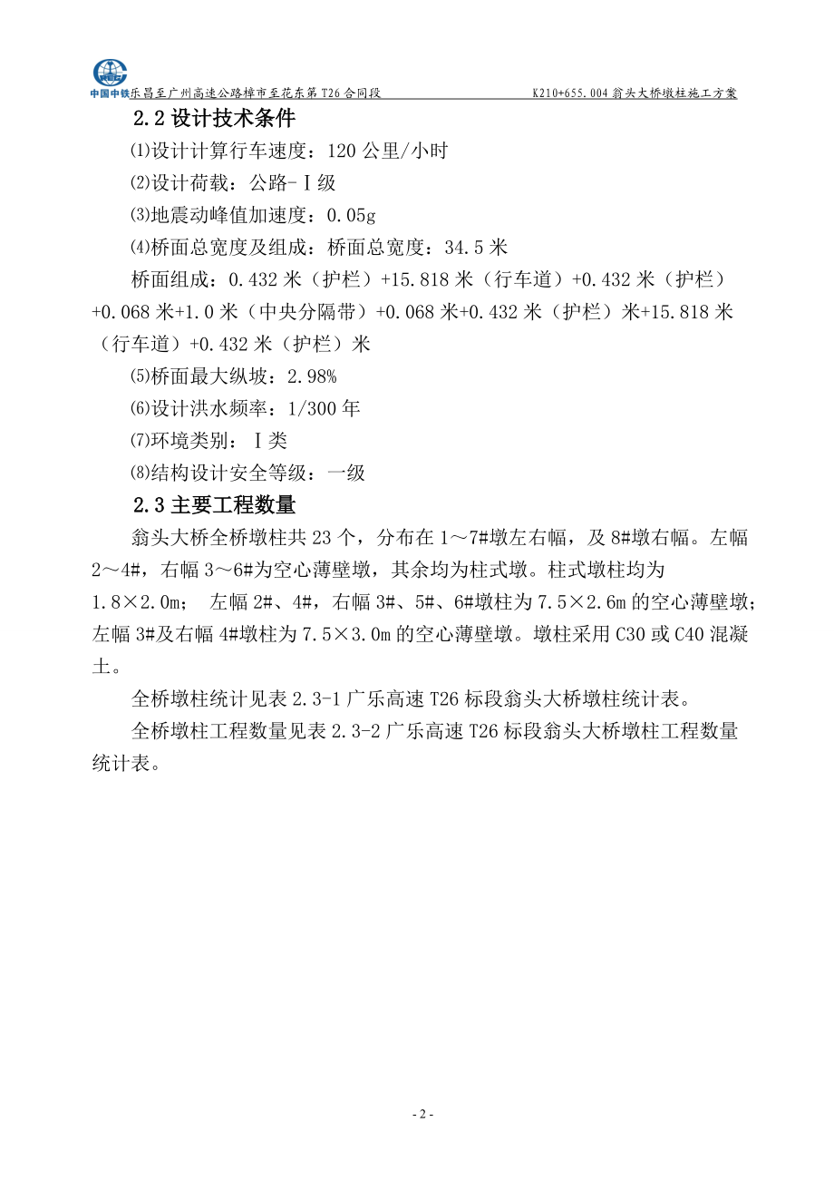 翁头大桥墩柱施工方案.docx_第2页