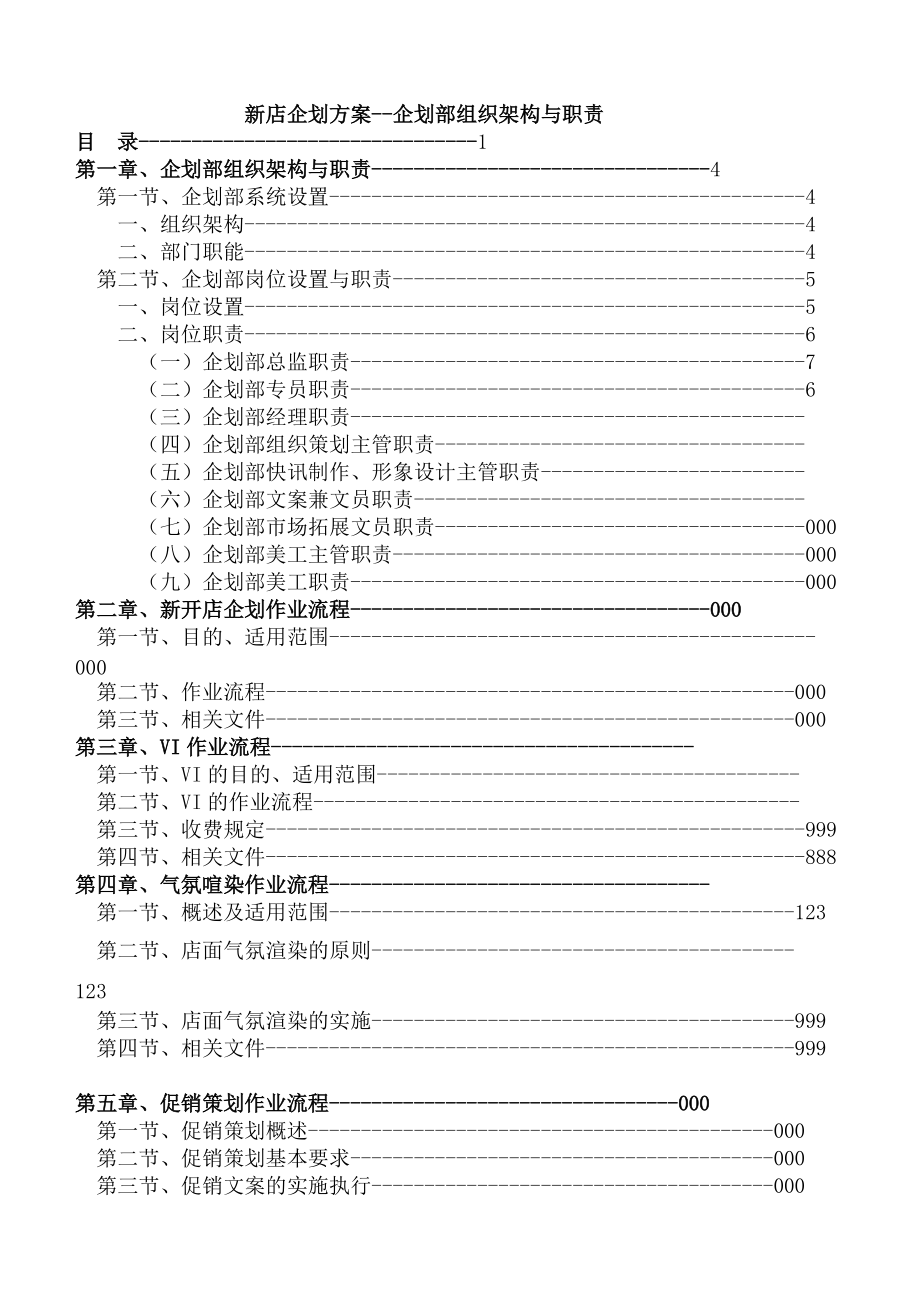 【新店企划方案--企划部组织架构与职责】（DOC 120页）.docx_第1页