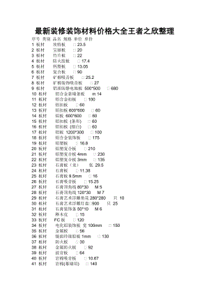 最新装修装饰材料价格大全王者之欣整理.docx