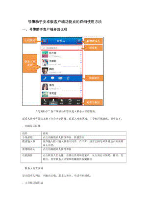 号簿助手安卓版客户端功能点的详细使用方法.docx