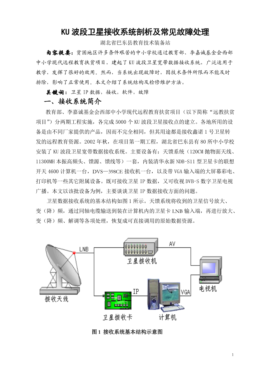 KU波段卫星广播数据接收系统的维护.docx_第1页