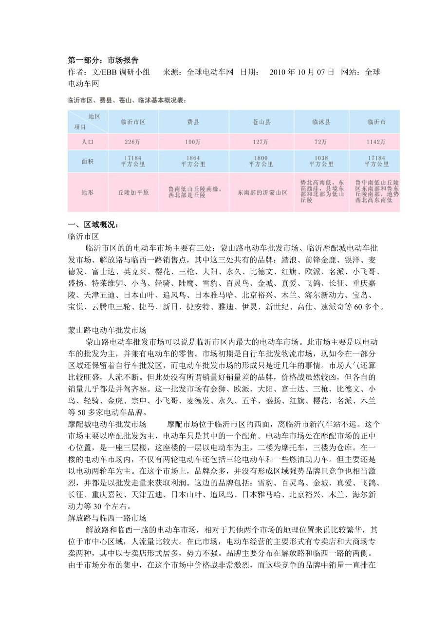 XXXX临沂电动车市场调研报.docx_第1页