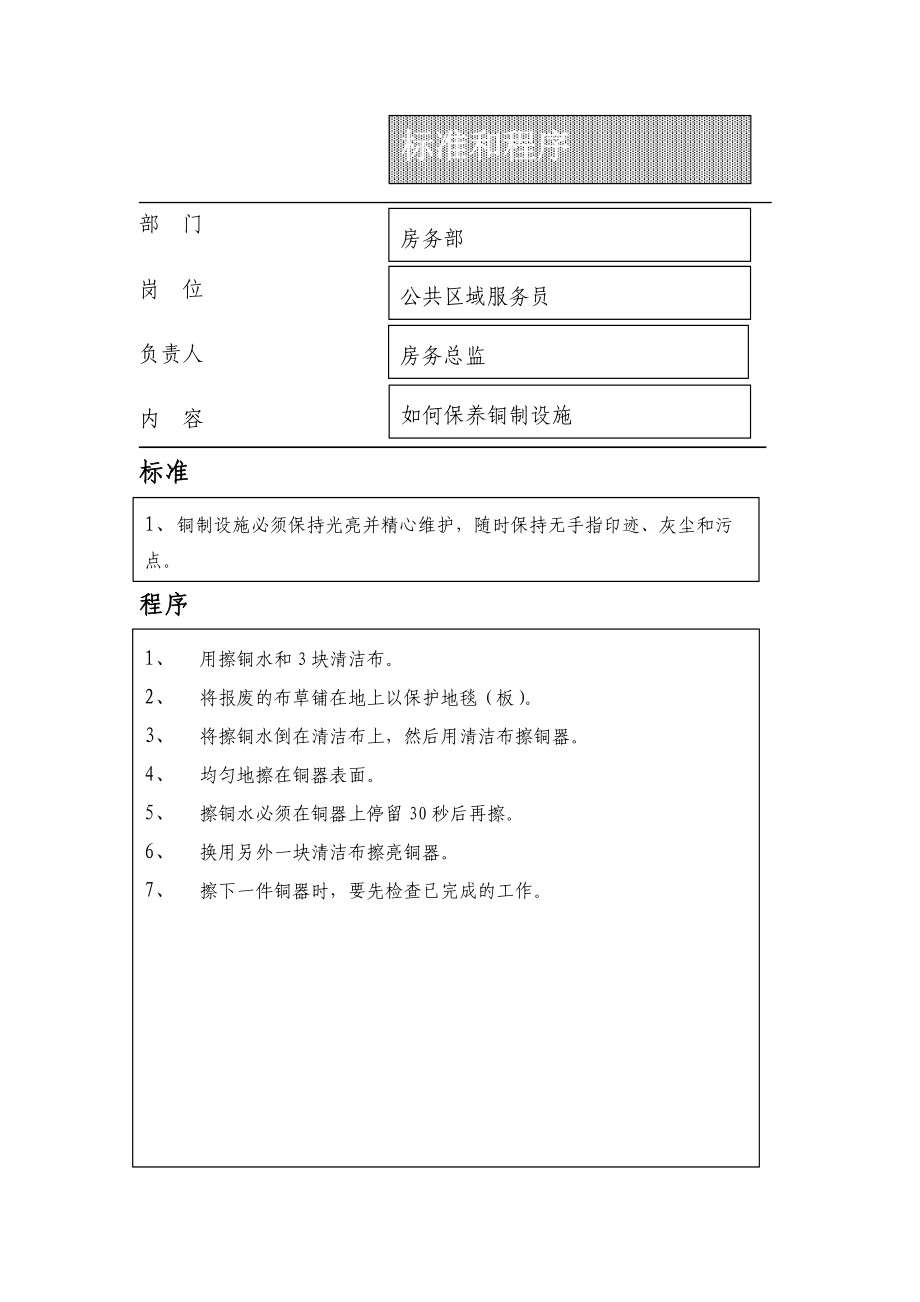 公共区域服务员清洁处理的标准和程序.docx_第1页