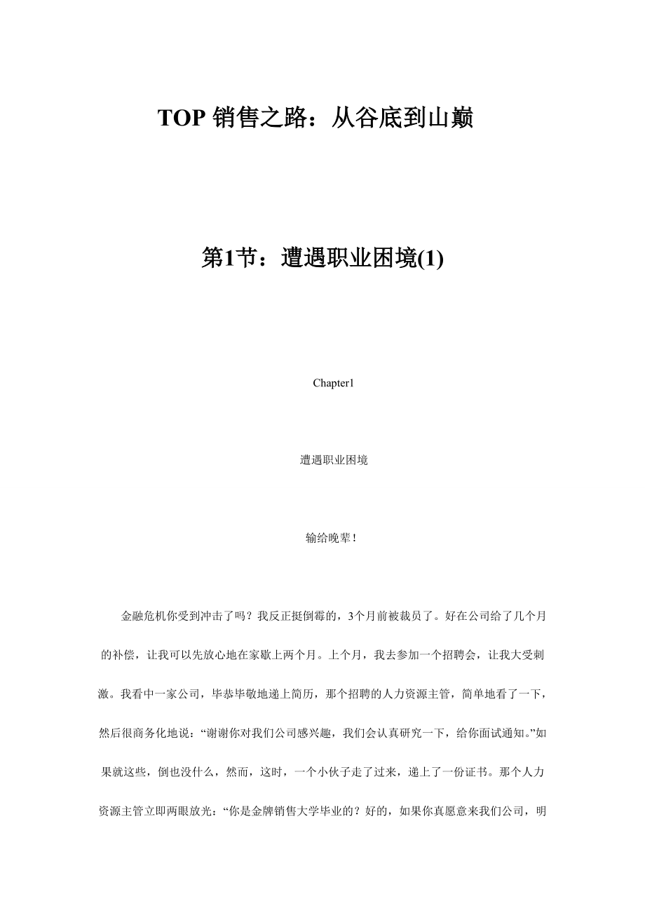 TOP销售之路从谷底到山巅培训资料.docx_第1页