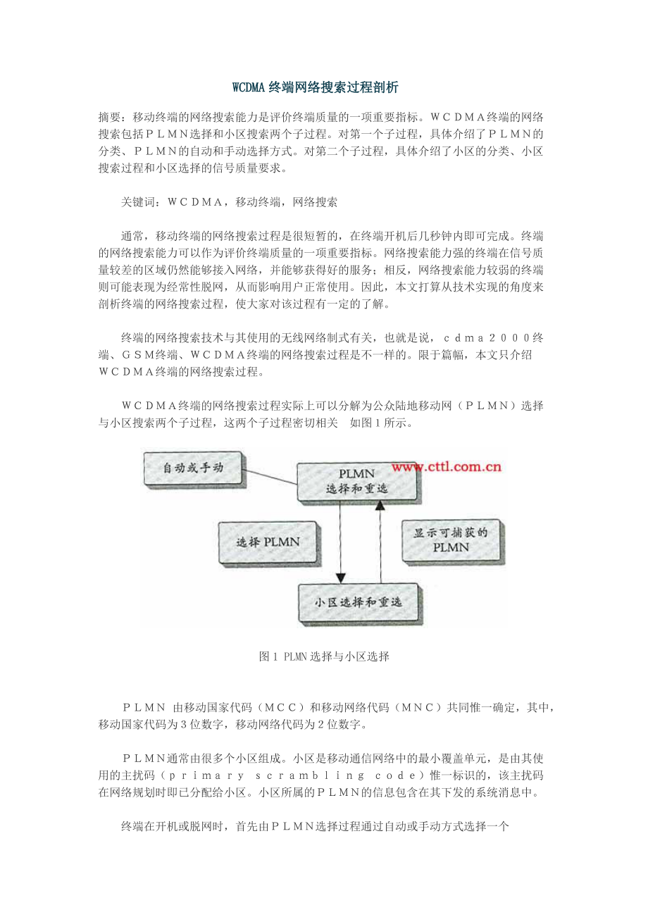 WCDMA终端网络搜索剖析.docx_第1页