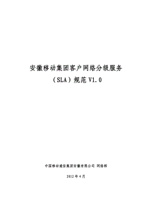 安徽移动集团客户网络分级服务(SLA)规范V10.docx