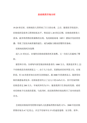 抗结核药市场分析报告.docx