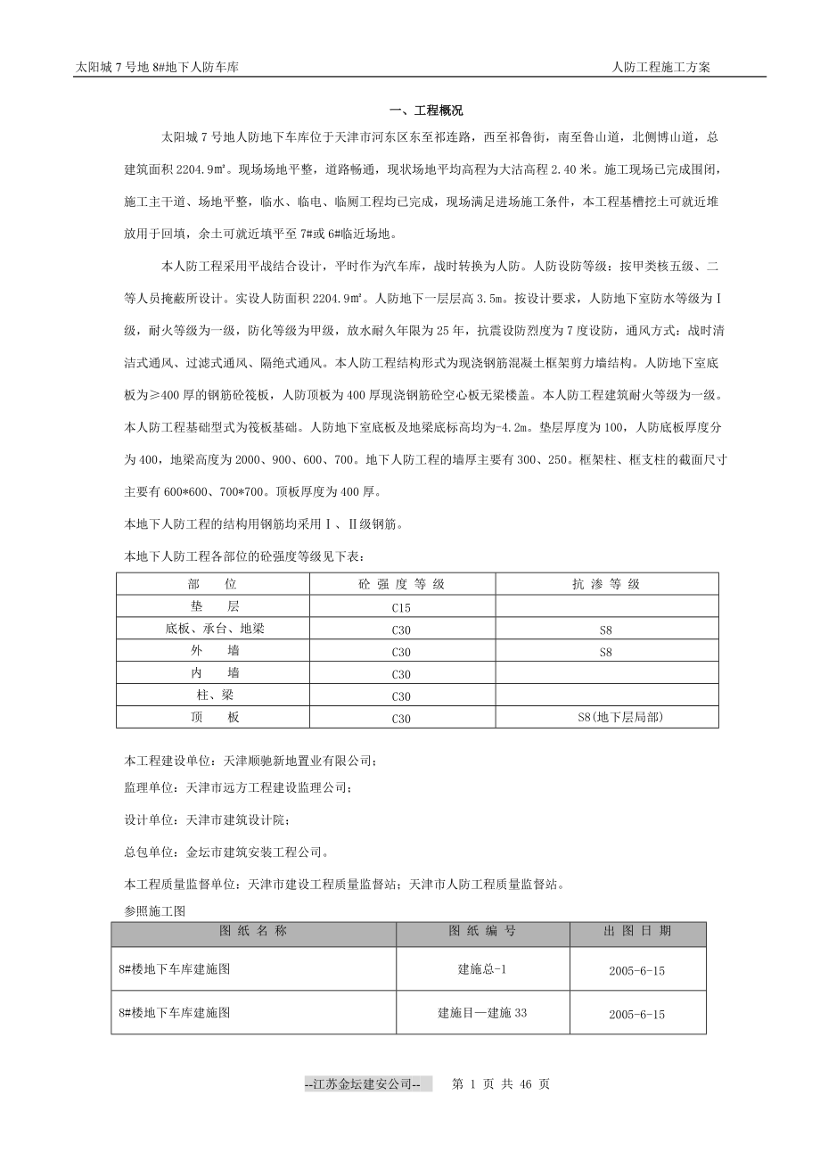 地下车库人防工程施工方案.docx_第1页