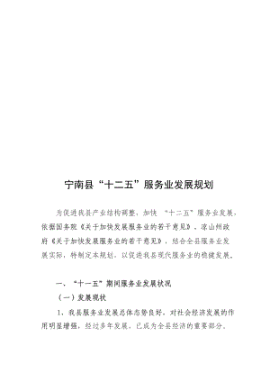 宁南县“十二五”服务业发展规划.docx