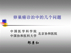 卵巢癌治疗中的几个问题课件.ppt