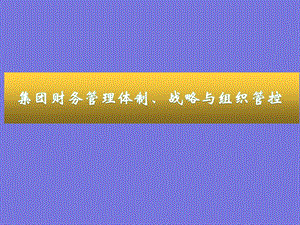 集团公司财务管理体制战略与财务组织管控课件.ppt