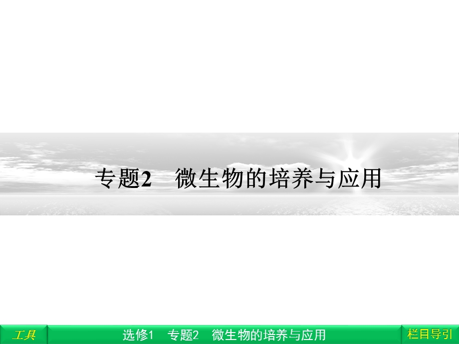 高三一轮复习2012 专题2 微生物的培养与应用ppt课件（高三复习）.ppt_第1页