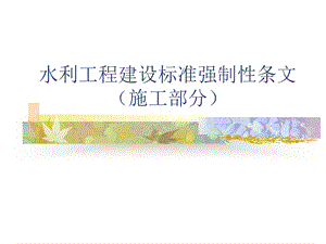 水利工程建设标准强制性条文（施工部分）课件.ppt