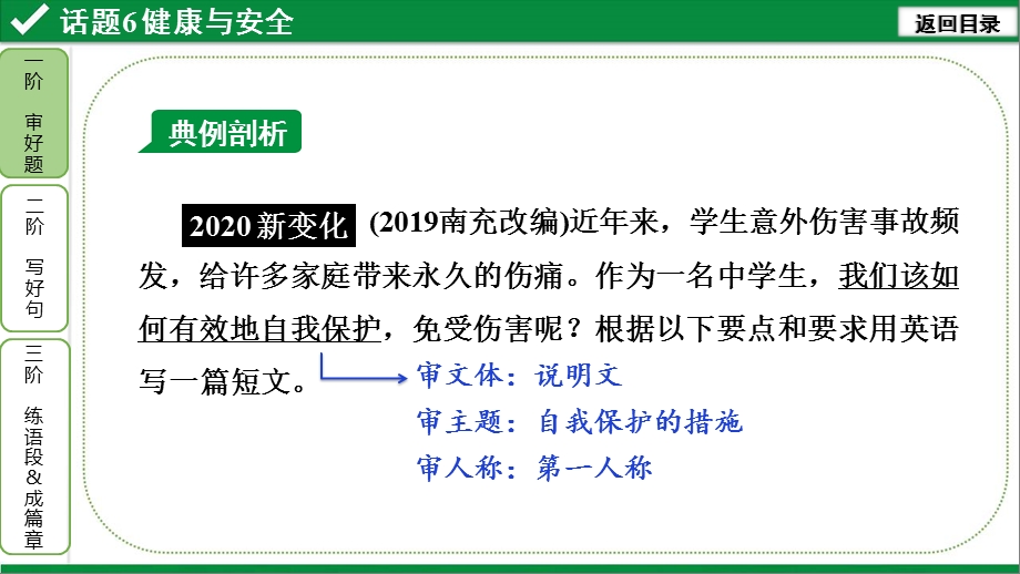 中考英语书面表达 话题6健康与安全课件.ppt_第2页