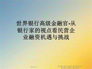 世界银行高级金融官从银行家的视点看民营企业融资机遇与挑战课件.ppt