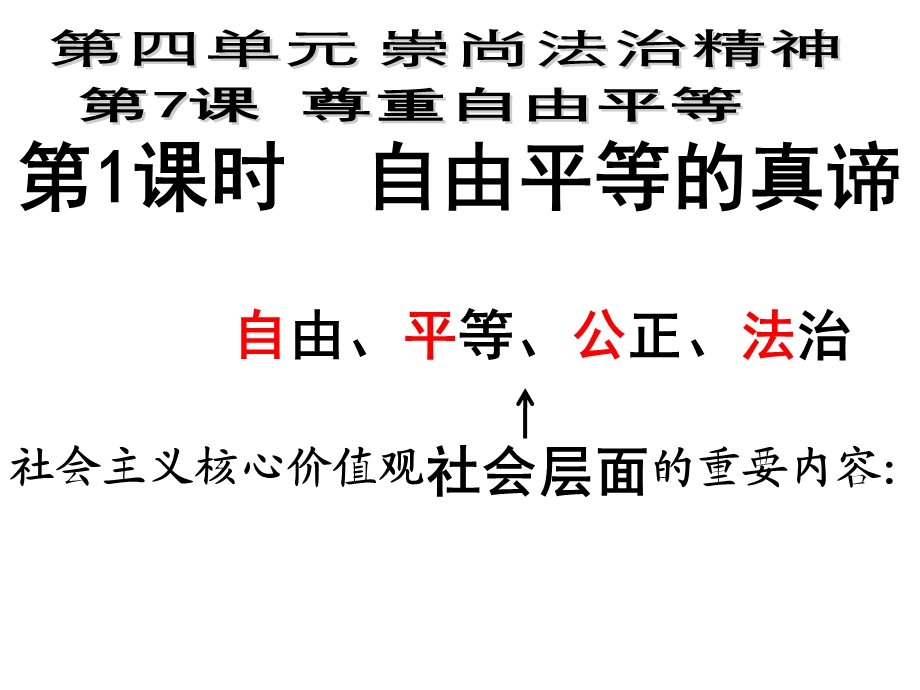 八年级下册部编版《道德与法治》第七课第一框 自由平等的真谛课件.ppt_第1页