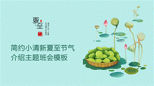 简约小清新夏至节气介绍主题班会PPT模板课件.pptx