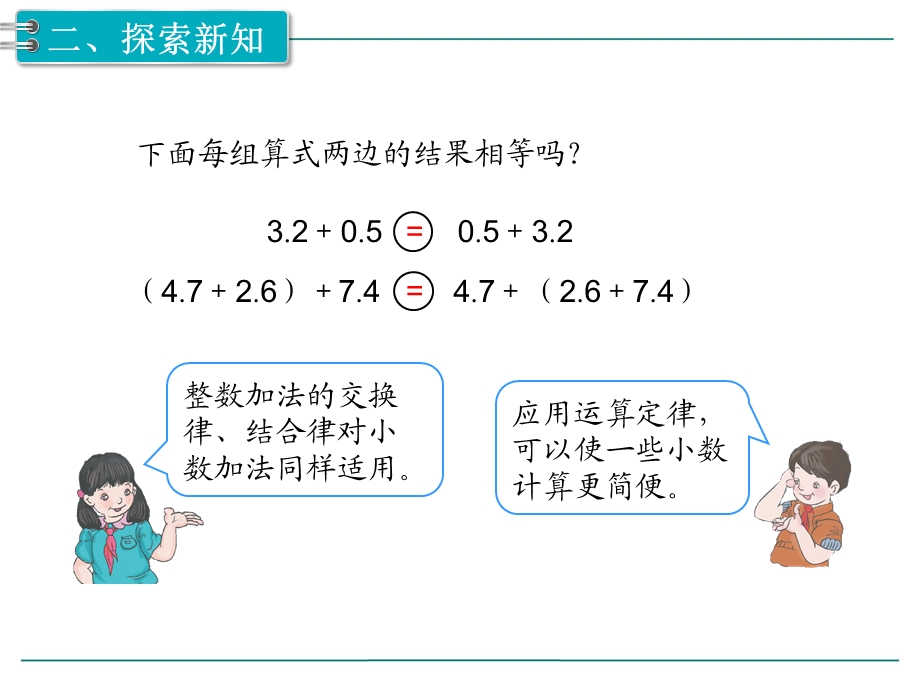 人教版四年级数学下册第6单元小数的加法和减法第4课时整数加法运算定律推广到小数ppt课件.ppt_第3页