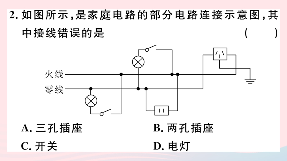 九年级物理全册第十九章专题三安全用电原则及故障分析习题ppt课件(新版)新人教版.ppt_第3页