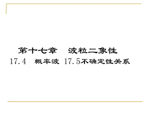 人教版选修3 5 17.4 概率波 不确定性关系课件.ppt