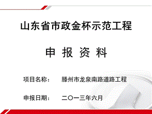 道路市政金杯工程申报资料 课件.ppt