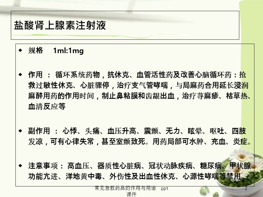 常见急救药品的作用与用途 课件.ppt_第2页